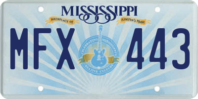 MS license plate MFX443