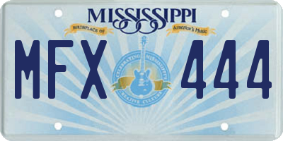 MS license plate MFX444