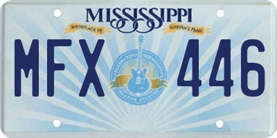 MS license plate MFX446