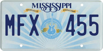 MS license plate MFX455