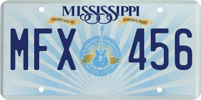 MS license plate MFX456