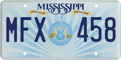 MS license plate MFX458