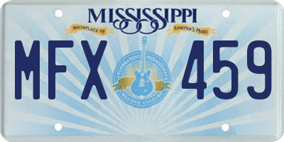 MS license plate MFX459