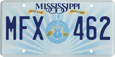 MS license plate MFX462