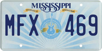 MS license plate MFX469