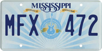 MS license plate MFX472