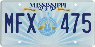 MS license plate MFX475