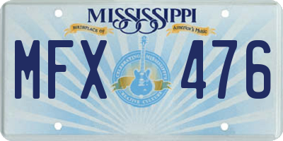 MS license plate MFX476