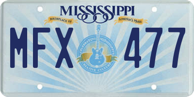 MS license plate MFX477