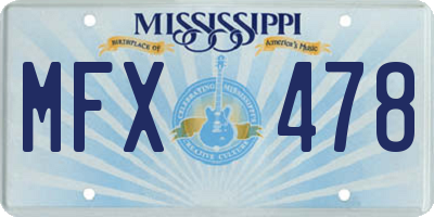 MS license plate MFX478