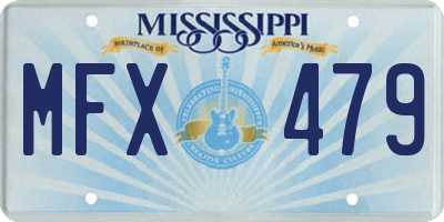 MS license plate MFX479