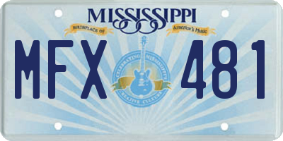 MS license plate MFX481