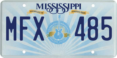 MS license plate MFX485