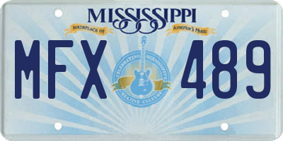 MS license plate MFX489