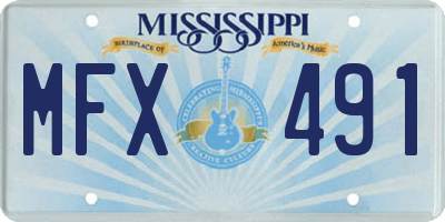 MS license plate MFX491