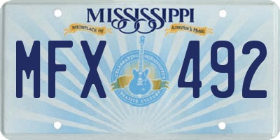 MS license plate MFX492
