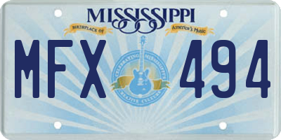 MS license plate MFX494