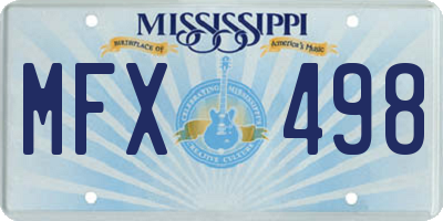 MS license plate MFX498