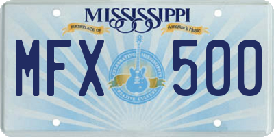 MS license plate MFX500
