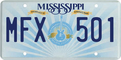 MS license plate MFX501