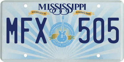 MS license plate MFX505