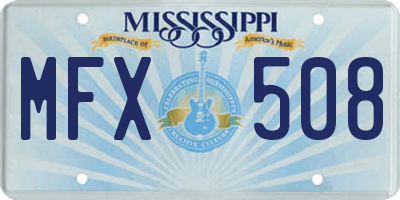MS license plate MFX508
