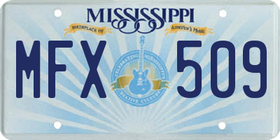 MS license plate MFX509
