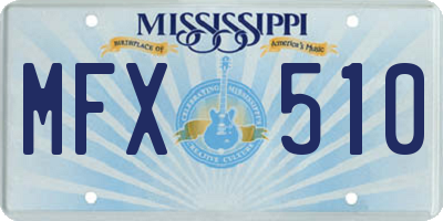 MS license plate MFX510