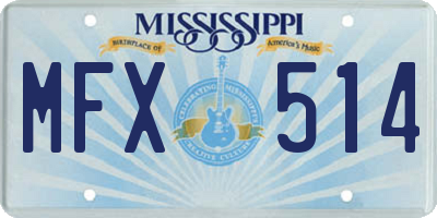 MS license plate MFX514