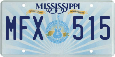 MS license plate MFX515