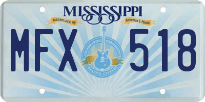 MS license plate MFX518