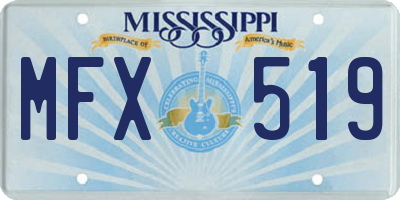 MS license plate MFX519