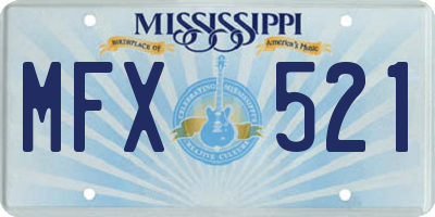 MS license plate MFX521