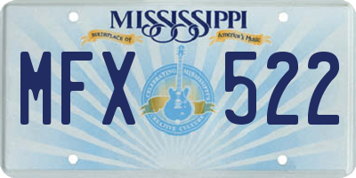 MS license plate MFX522