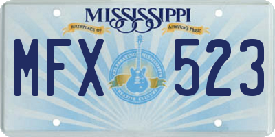 MS license plate MFX523