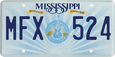 MS license plate MFX524