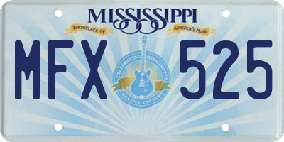 MS license plate MFX525