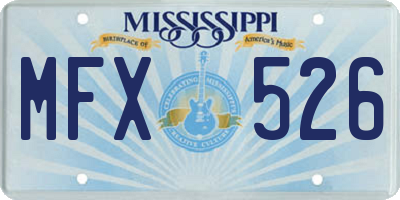 MS license plate MFX526