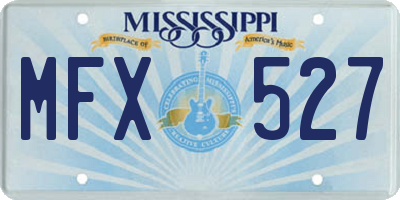 MS license plate MFX527