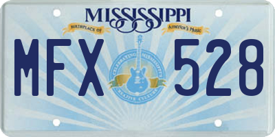 MS license plate MFX528