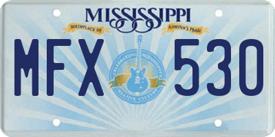 MS license plate MFX530