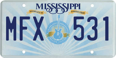 MS license plate MFX531