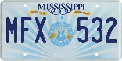 MS license plate MFX532