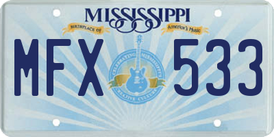 MS license plate MFX533