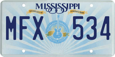 MS license plate MFX534