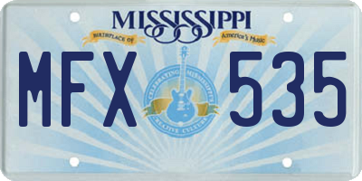 MS license plate MFX535