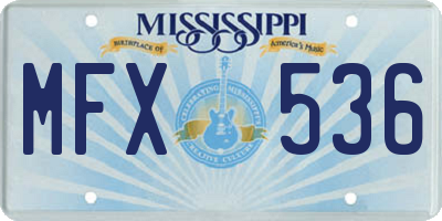 MS license plate MFX536