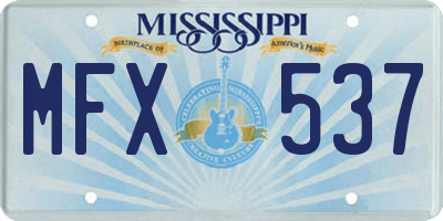 MS license plate MFX537