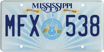 MS license plate MFX538