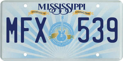 MS license plate MFX539